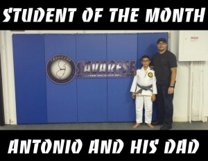 Lyndhurst kids martial arts student Antonio Santiago wins Savarese BJJ Student of Month