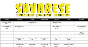 Savarese BJJ adult schedule 3